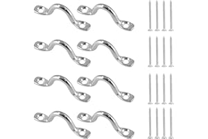 BOKWIN Bowkin 8Pcs M5 Pad Eye Straps Stainless Steel Kayak Deck Loops Tie Down with 16 Pcs Screws for Boat Kayak Deck Rigging Kit