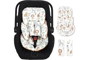 Infant Car Seat Insert Cushion, Baby Carseat Head Body Support for Girls & Boys, Reversible Newborn Car Seat Insert with 2 Ex