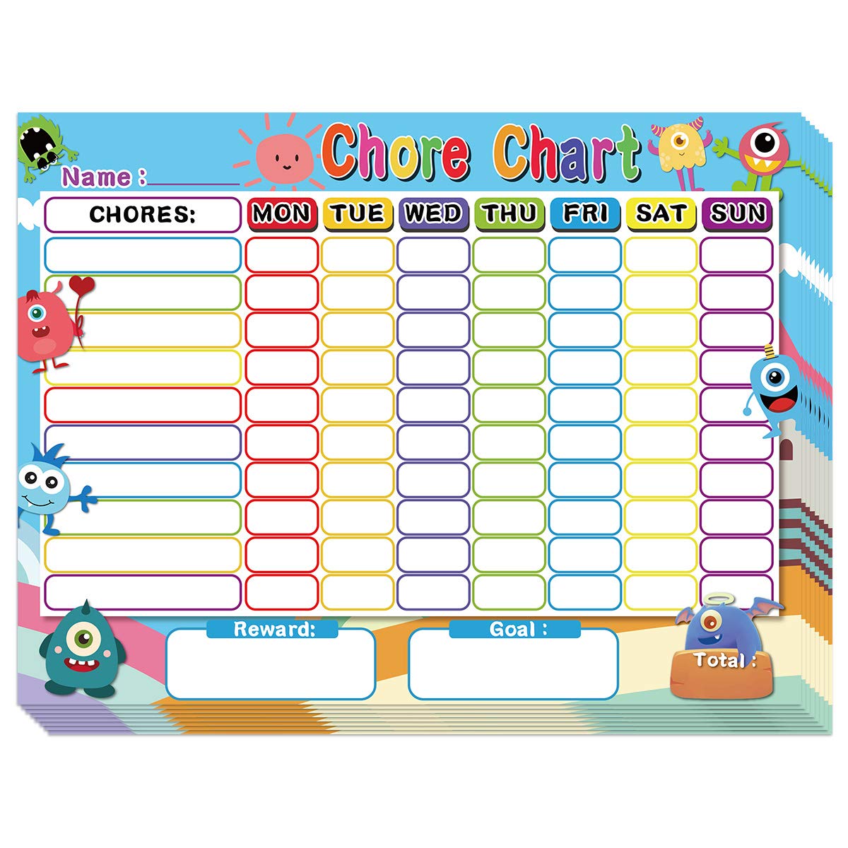 Photo 1 of Dry Erase Chore Chart for Kids Reward Chart Reusable Self-Adhesive Behavior Chart for School Home Classroom 8 Pack
