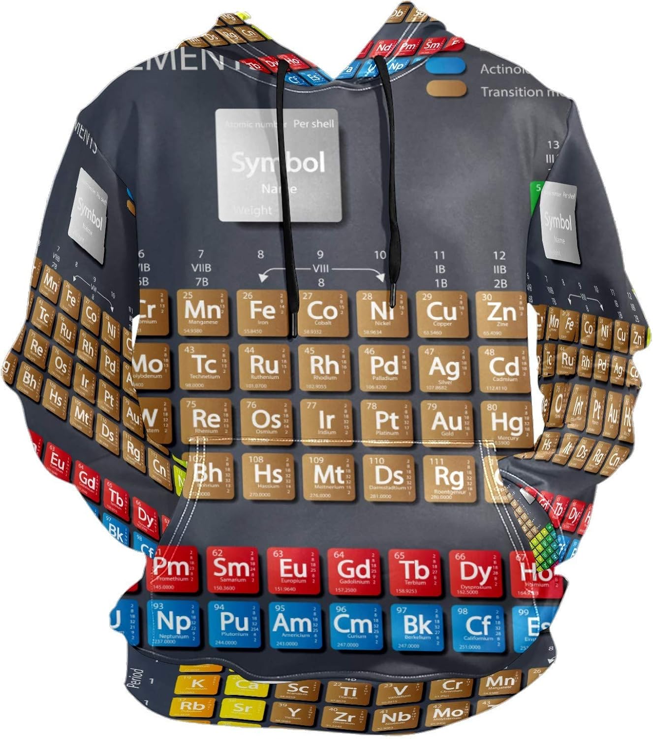 Men's Women's Hoodies Tops Tie Dye Printed Periodic Table