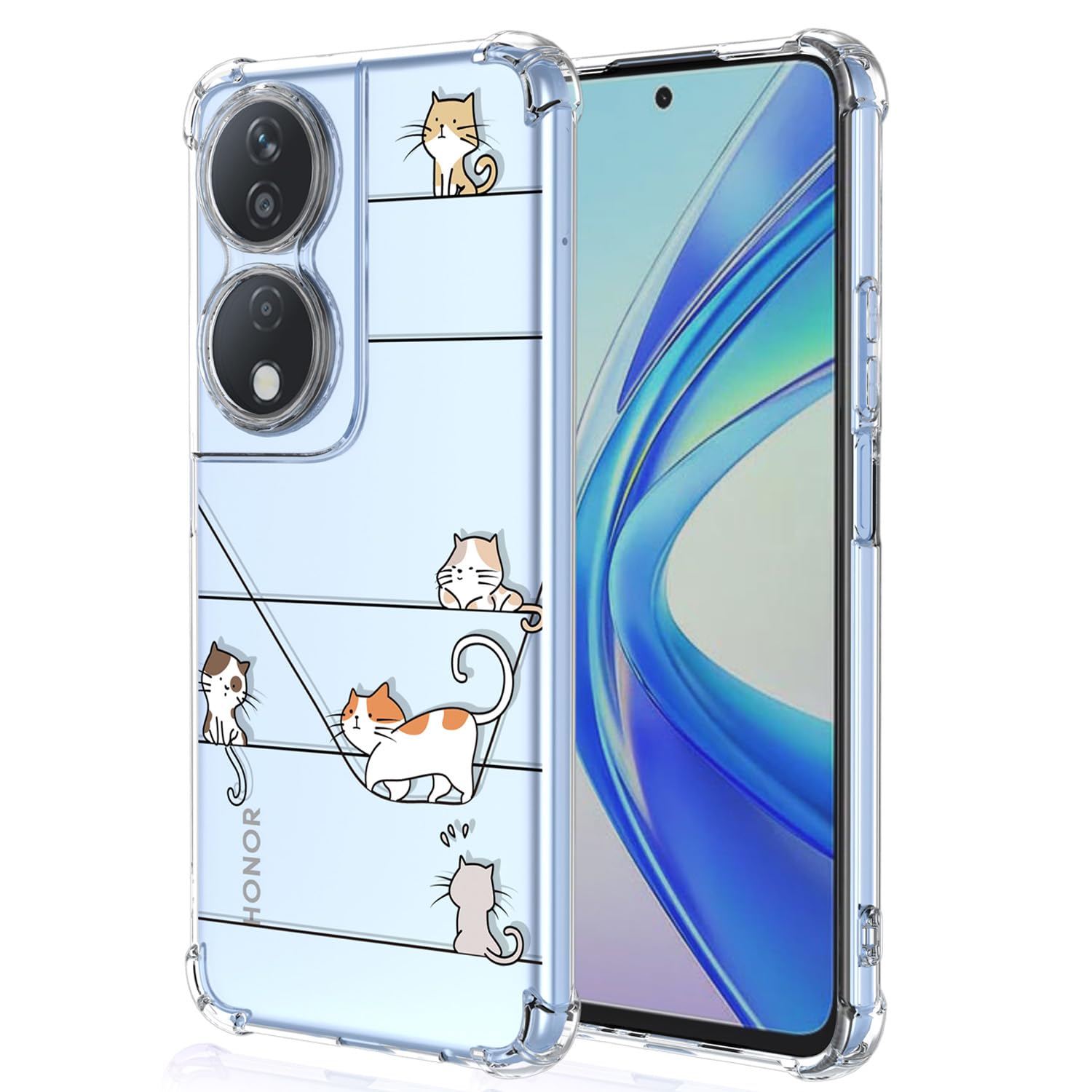 XINYEXIN Clear Case for Honor X7b Cute Cat Pattern Design Slim Shockproof Transparent Soft TPU Bumper Case Protective Cover - Kitten — image 1