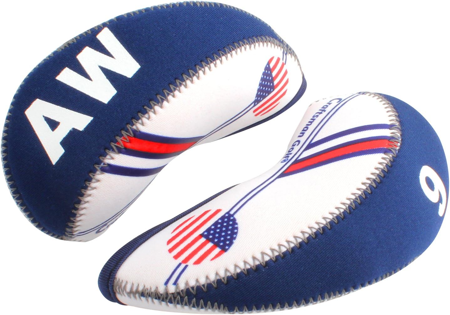Craftsman Golf White & Blue US Flag Neoprene Golf Club Head Cover Wedge Iron Protective Headcover for Callaway, Ping, Taylormade, Cobra, Etc. : Sports & Outdoors