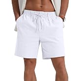 Sailwind Men's Linen Casual Shorts Elastic Waist Drawstring Summer Beach Shorts with Pockets