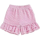 Toddler Baby Girl Plaid Ruffle Shorts Elastic Waist Wide Leg Gingham Boxer Shorts Infant Cute Summer Beach Checkered Bottoms