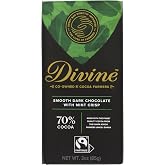 DIVINE CHOCOLATE Chocolate, 70% Dark Chocolate with Mint Crisp, 3 Oz