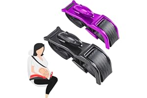 COFEYMERA Pregnancy Bump Strap, Pregnancy Buffer Adjuster, Comfort & Freedom for Moms Belly, Seat Bump Strap for Women Protect Belly, Prevent Compression of The Abdomen 2pcs(Black & Purple)