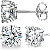 Moissanite Earrings for Women，D Color VVS1 Clarity Lab Created Gemston Men Studs S925 Sterling Silver Plated 18k White Gold Hypoallergenic Jewelry