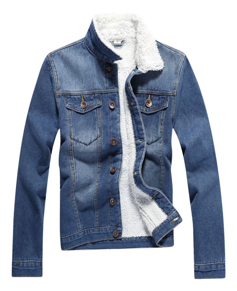 Plaid&Plain Men's Fleece Lined Borg Collar The Sherpa Trucker Jacket