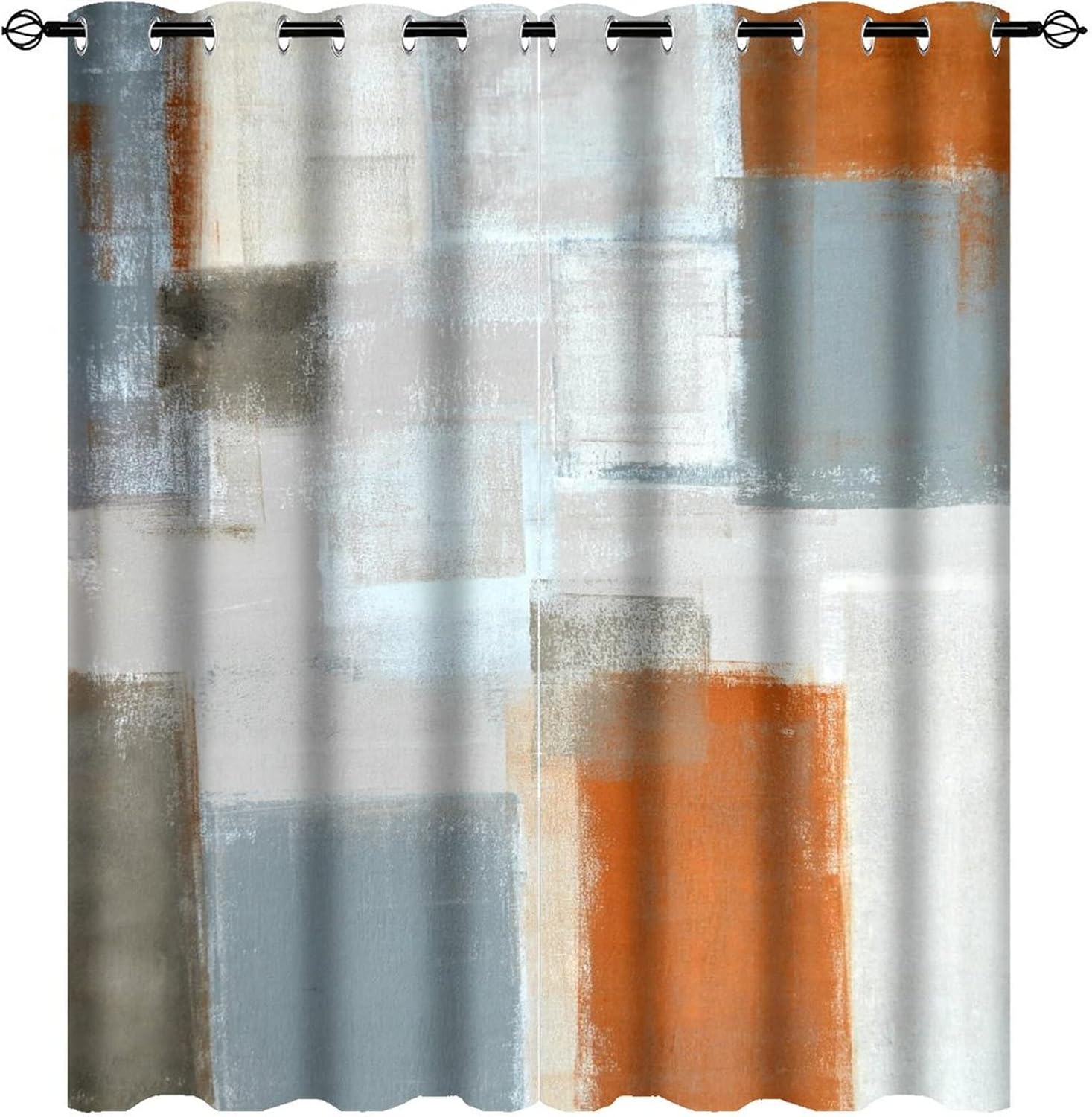 Outdoor Curtains - fucyBu Gray and Orange White Graffiti Abstract Art Ultra Soft Premier Blackout Curtains,Thermal Insulated Bedroom Noise Reducing Patio Door Grommet Top Window Drapes,2 Panels