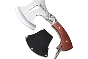 TIVOLI 8.86" Camping Axe, Survival Hatchet with Hex Wrench Slots, High Carbon Steel Blade Outdoor Bushcraft Axe with Nylon Sheath, Ergonomic Wood Grip Camping Gear for Hiking, Chopping, Hunting