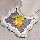 PTAEXCEL Toilet Rug U-Shaped, Floral Non-Slip Bath Mat Soft Plush Contour Bathroom Rug, Absorbent Microfiber Machine Washable for Toilet Base, 22 x 20 Inches Grey
