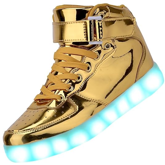 Padgene Unisex Damen-/Herren Sneaker mit Beleuchtung, hoch geschnitten, über USB aufladbar, LED-Lichter, 7 Farben, Sneaker mi