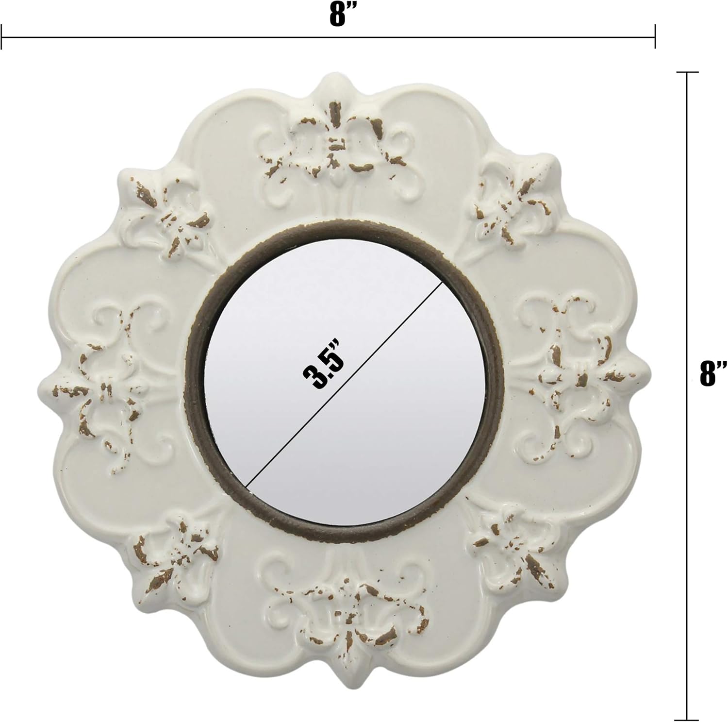 Stonebriar White Round Antique Ceramic Wall Mirror, Vintage Home Décor for Living Room, Kitchen, Bedroom, or Hallway, French Country Decor: Home & Kitchen