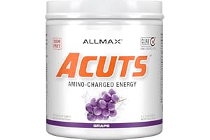 AllMax Nutrition AMINOCUTS (ACUTS), Amino-Charged Energy Drink with Taurine, L-Carnitine, Green Coffee Bean Extract, Grape Escape, 30 Servings - Grape