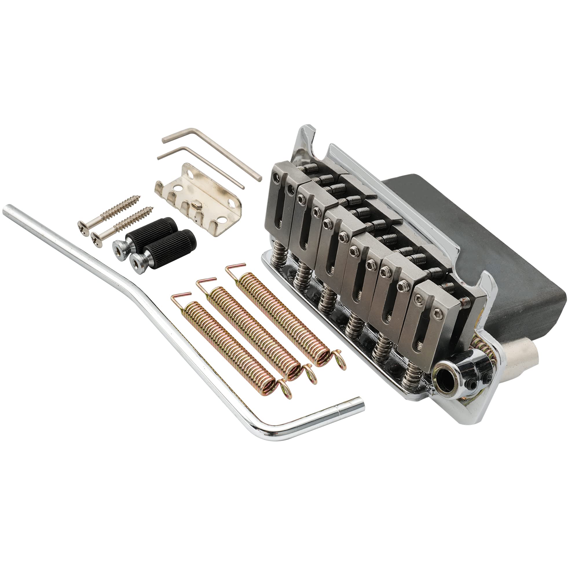 Musiclily Pro 54mm 2-Point Style Guitar Tremolo Bridge with Stainless Steel Saddles Full Steel Block for Japan Import Strat, Chrome