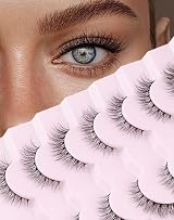 Onlyall Natural Lashes Wispy Eyelashes Flared 3D Look 7 Pairs D1