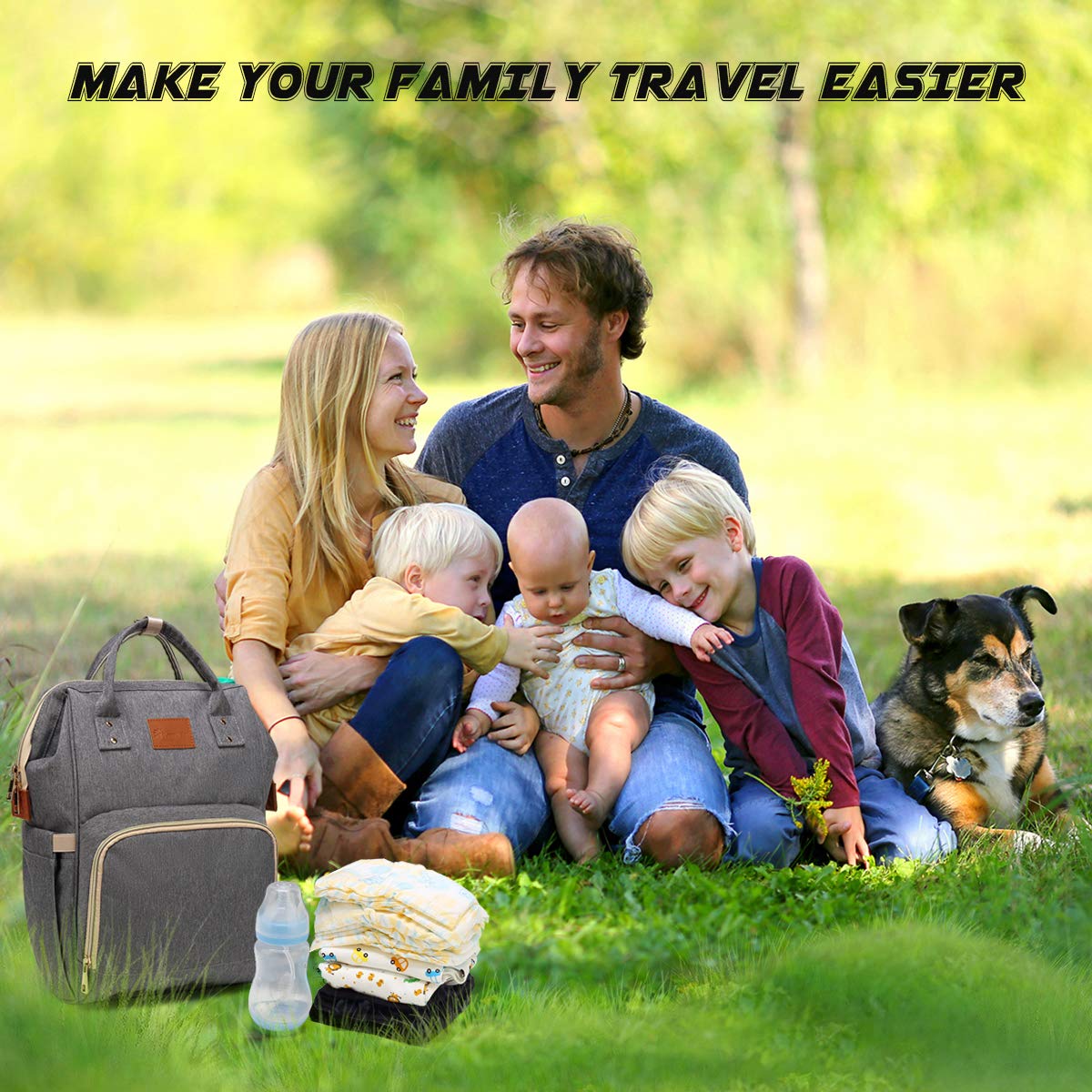 Baby Diaper Bag Backpack – Large Diaper Backpack for Mom Dad with Stroller Straps, Multi-Function, Waterproof, Stylish and Durable Travel Diaper Bags for Girls and Boys (Gray)