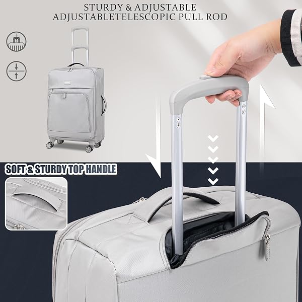 COSBARN 3 PIECE SOFTSIDE LUGGAGE SETS – LIGHTWEIGHT DURABLE SUITCASE WITH 360° SILENT SPINNER WHEELS & RETRACTABLE HANDLE, SOFTSHELL CARRY ON FOR BUSINESS/FAMILY TRAVEL (20IN/24IN/28IN)