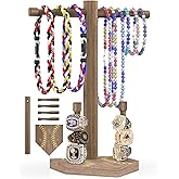 VITASY Upgrade Wooden Baseball or Softball Drip Necklace Organizer Ring Holder Display,Sports Championship Ring Display Holder,Baseball Softball Drip Necklace Holder Jewelry Organizer Display Gift