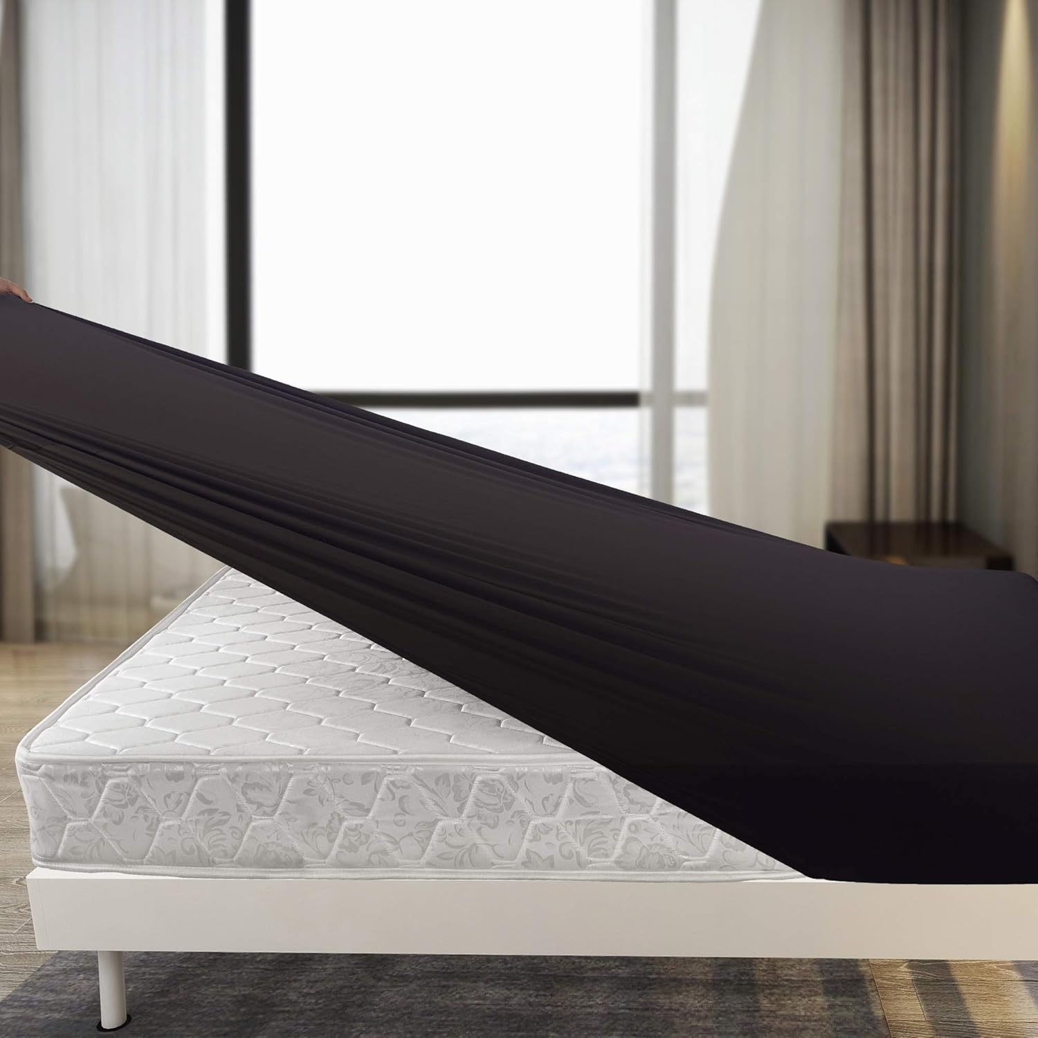 ALYVIA SPRING King Fitted Sheet Only - Stretch Jersey Knit & Non-Slip, Luxurious Soft and Wrinkle Resistant, Snug Fit for King, RV Short King or Cal King Sized Mattress (Deep: 5