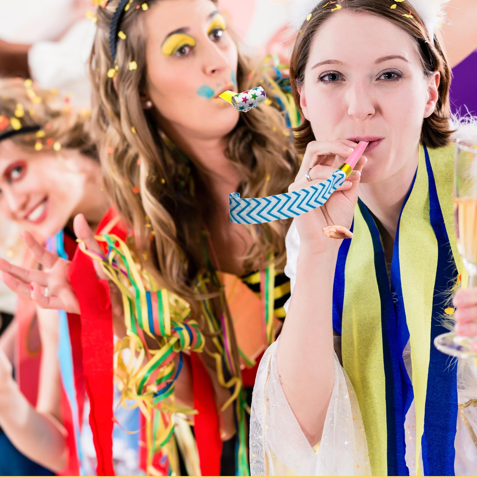Skylety 20 Pcs Party Blowers Noisemakers Funny Birthday Halloween Christmas Blowouts Blow Horns Colorful Noisemakers Whistles Noise Makers Blowouts for 2025 Fall New Years Party Supplies