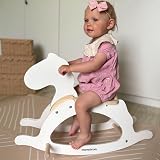 Mamabrum Wooden Rocking Horse White Classic Rocker Toy Child 1+ Year 50kg view 4