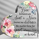 Maitys Aunt Gift from Niece Nephew Aunt Birthday Gift Acrylic Heart Keepsake Sign Paperweight Idea for Auntie Valentine's Day Party Presents Ideas(Elegant)