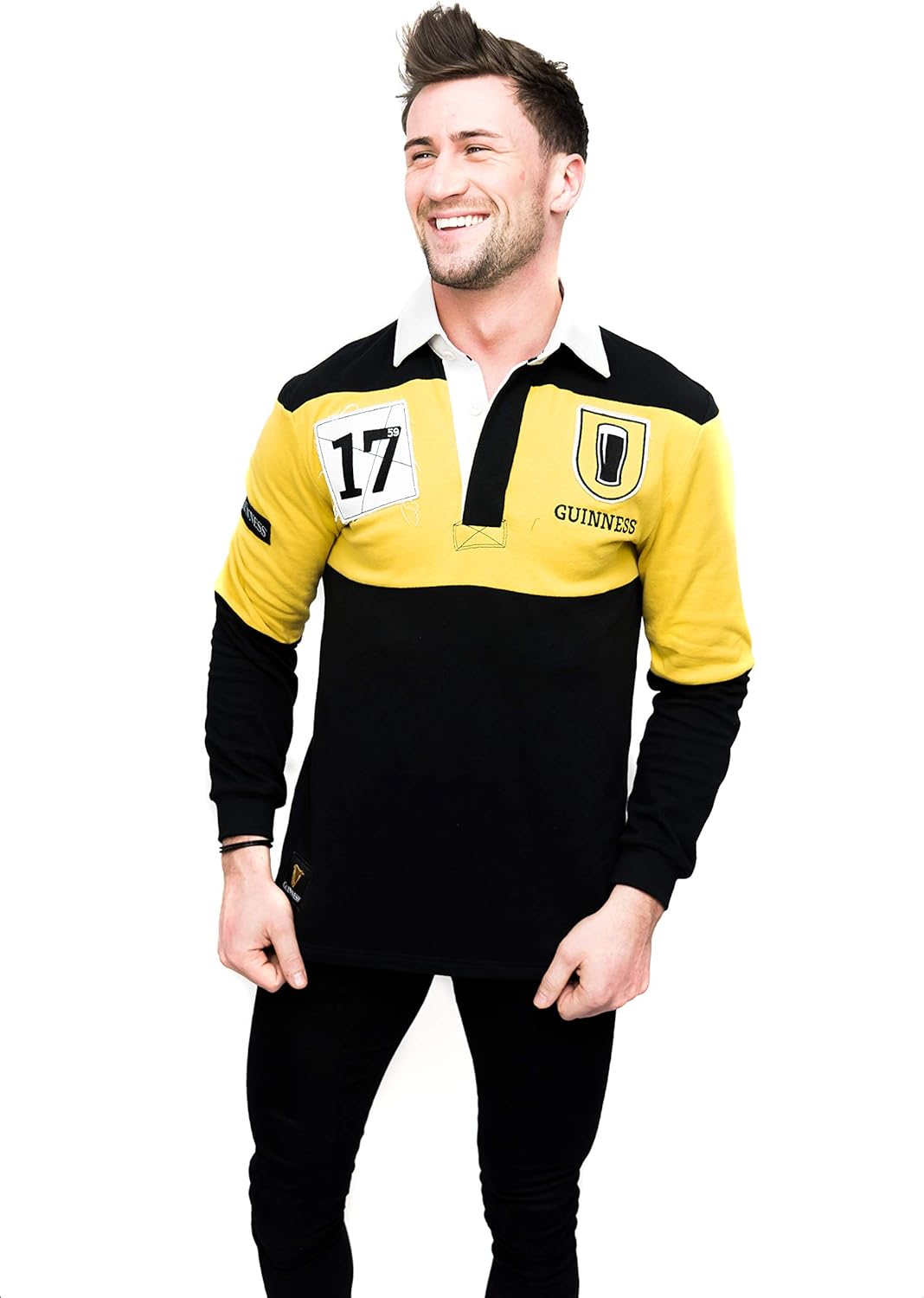 Guinness Mustard & Black Rugby Jersey: Clothing