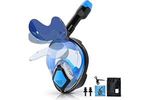 Xyuee Devilfish Full Face Snorkel Mask Adults, Dry Top System Snorkeling Set with Foldable Sunglasses, 180 Degree Panoramic View Snorkel Gear, Scuba Diving Masks Anti-Leak & Anti-Fog
