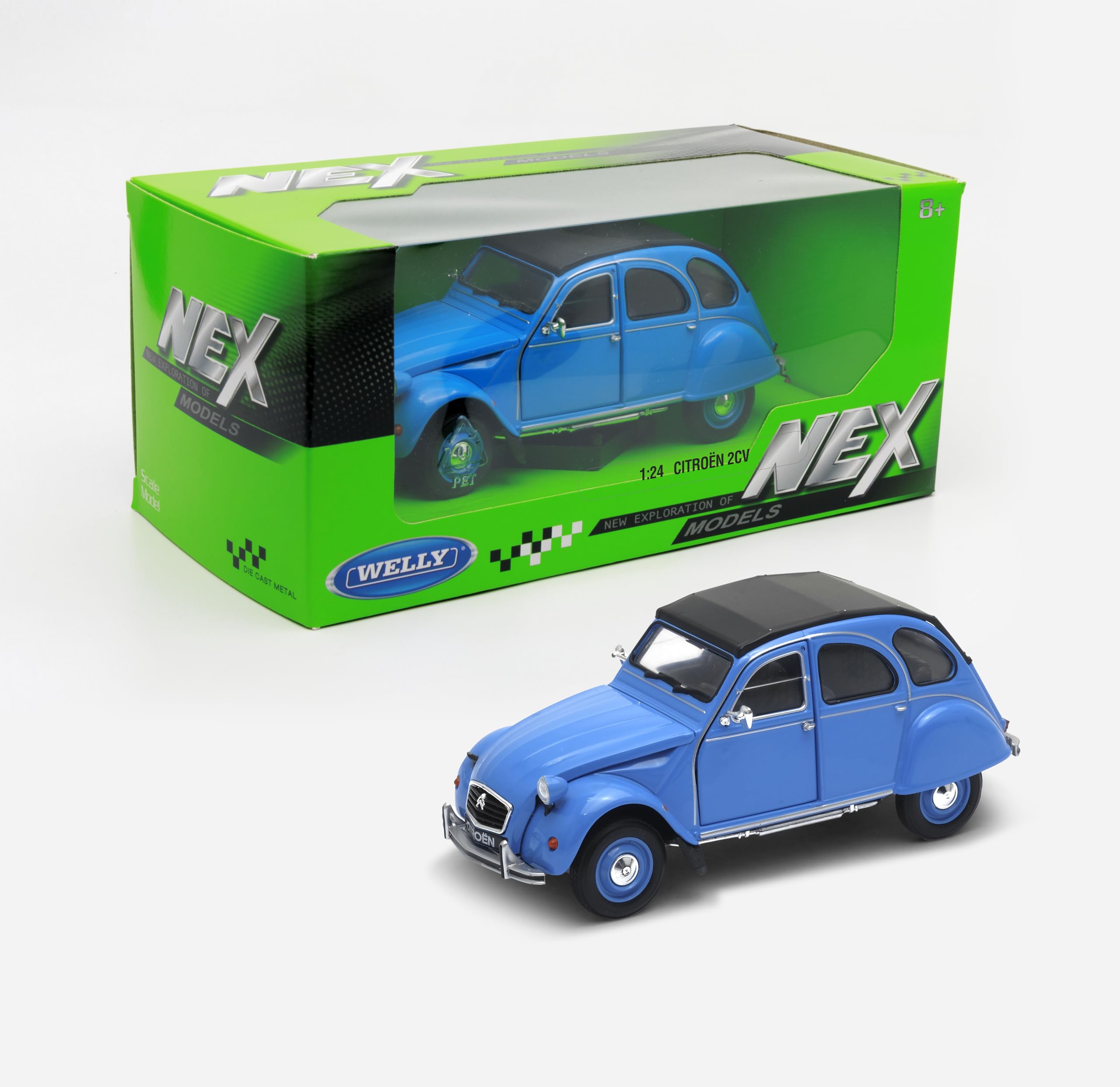 OPO 10 - 1/24 car compatible with CITROEN 2CV blue - Welly 24009A-blue
