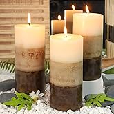 3x6 Pillar Candles Vanilla Cupcake Scented Immeiscent Aromatherapy Candles 60+ Hours Burn Long Lasting, Mottled Layered Candles for Home Scented SPA Restaurant Set of 3