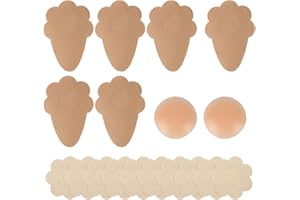 Fukaisu 18pcs Invisible Breast Tapes, 3 Styles Breathable Boob Stickers Breast Lift Tapes Bra Sticky Nipple Covers Strapless 