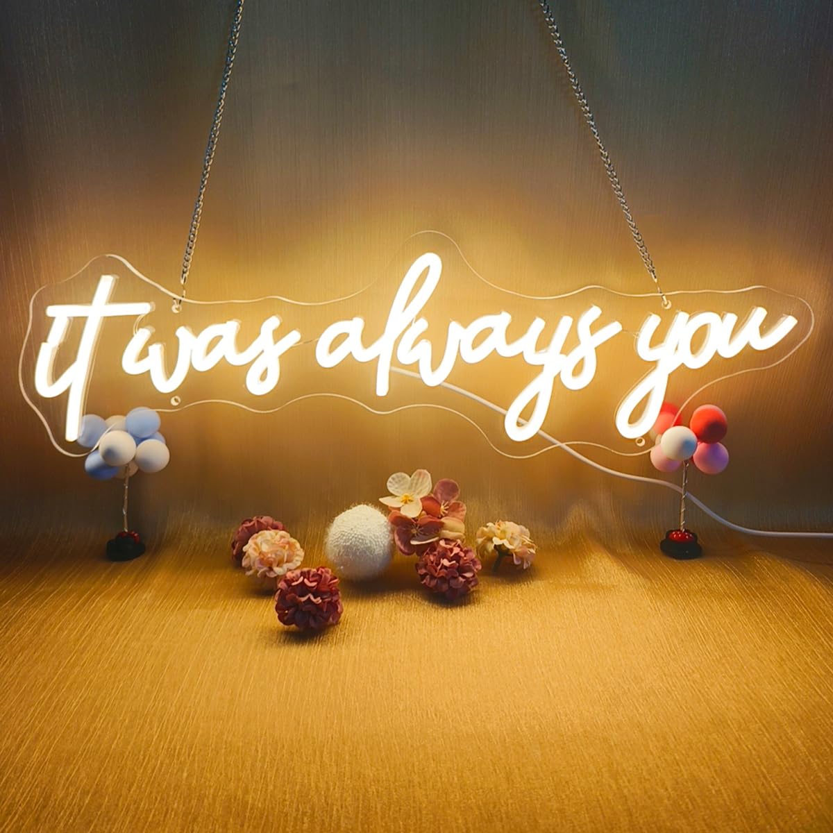 Photo 1 of 22.5 Inch It Was Always You Neon Sign for Wall Decor Dimmable, USB Powered It Was Always You Led Sign for Wedding Proposal Party, Neon Lights Signs for for Bedroom Living Room Bar, Warm White
