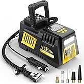 Portable Tire Inflator Digital Air Compressor 12V DC Tire Air Pump Car Accessories with Auto Shut-Off Function, Emergency LED Light, Carrying Case, Set of Nozzle Adaptors for Car, Motorcycle, Bicycle