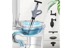 Mieaoll Toilet Plunger, High Pressure Toilet Plunger,Toilet Auger Air Drain Blaster with Real-Time, Heavy Duty Plunger for Bathroom and Plumbing Clogs (Grey)
