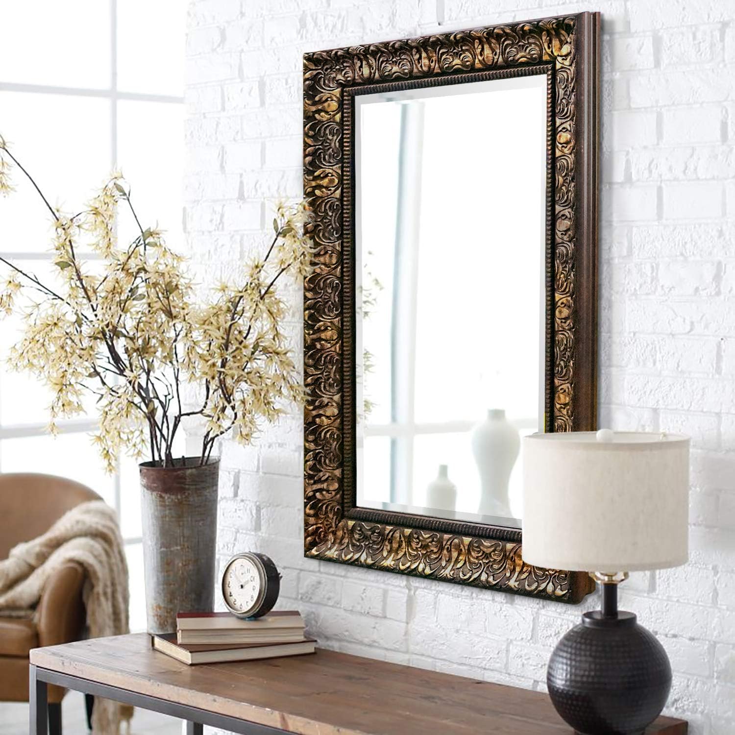 Shabby Chic Wall Mirror 90 x 60 cm Large French Vintage Style