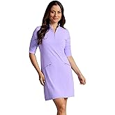 IBKUL Athleisure Wear Sun Protective UPF 50+ Icefil Cooling-Solid Ruched Elbow Sleeve Dress-40000