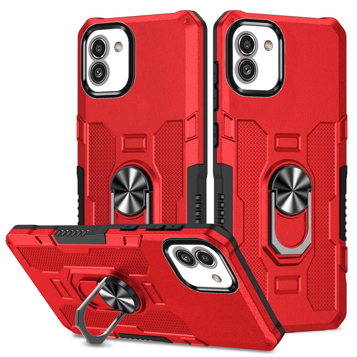 Photo 1 of Sidande Case for Galaxy A04e Case, Galaxy A03 SM-A042F Case, Heavy Duty Kickstand Holder Built-in Magnetic Car Mount Shockproof Camera Protective Phone Cover for Samsung Galaxy A03 Red
