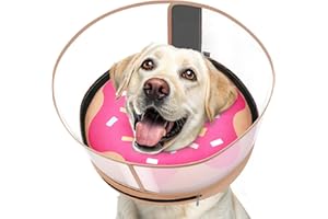Didopet Inflatable Dog Cone with Transparent Shield, Protective Dog Donut Collar After Surgery to Stop Licking, Soft Donut Cone for Large Pets, Adjustable Recovery Collar with Buckle Visibility