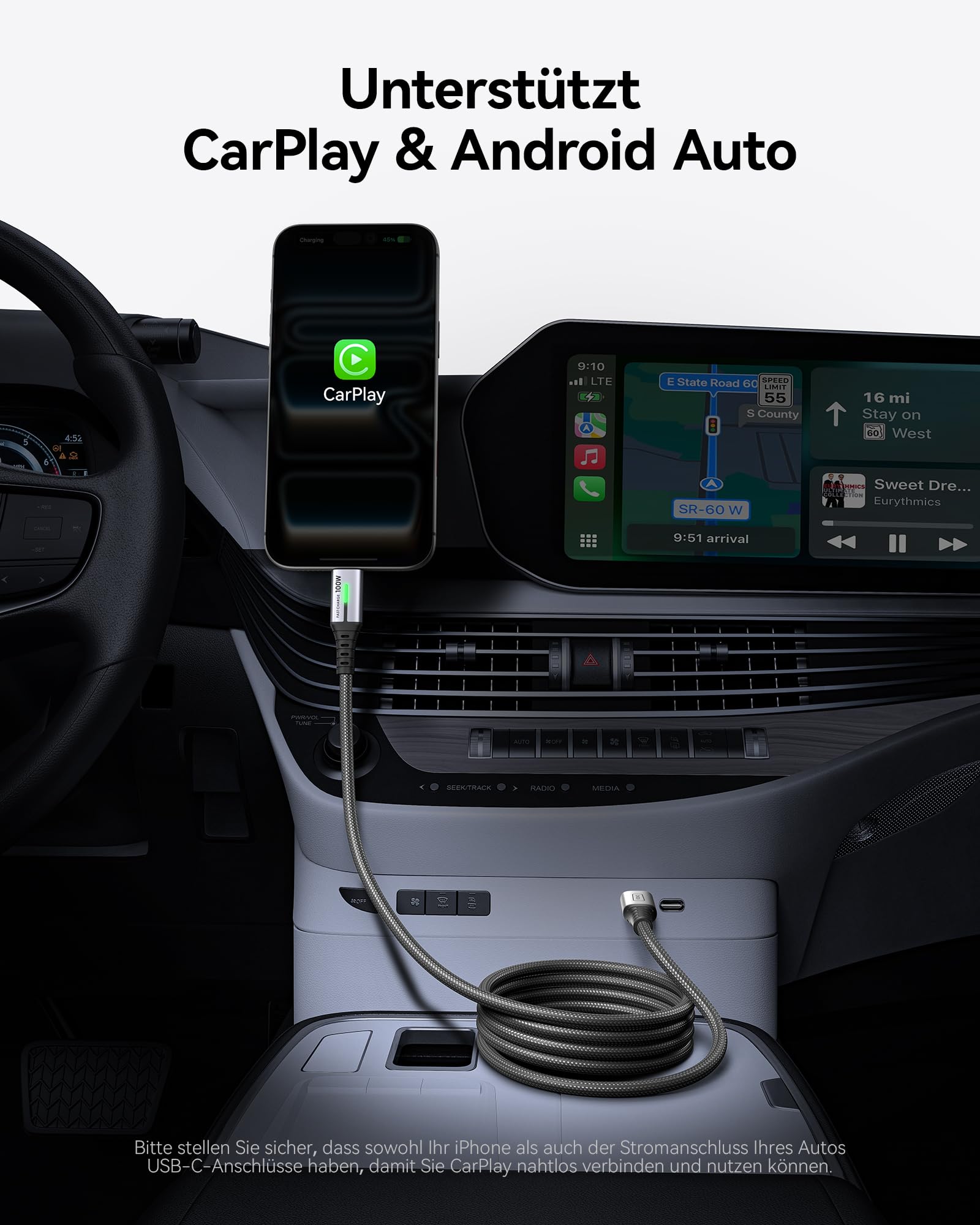 INIU USB C Kabel, 100W [2m] PD3.0 Schnellladekabel USB C auf USBC, Nylon Geflochten Ladekabel USB-C Ladegerät für iPhone 17 16 15 Pro Max Samsung Galaxy S25 S24 S23 Pixel 9 iPad Air Pro MacBook usw. 6