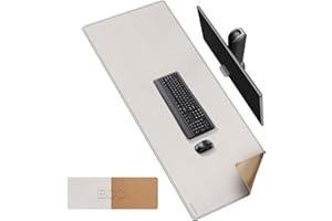 MAIDERN Cork & Leather Desk Mat, 63' x 23.6', Dual Sided Pad Protector for Gaming and Home Office (Cream)