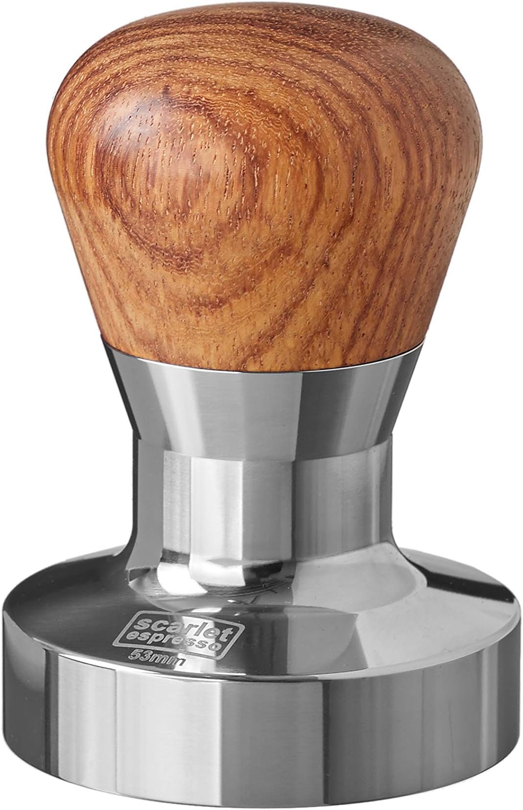 Scarlet Espresso Passion Tamper for Barista; with Ergonomic PVC or Precious Wood Handle of Choice and Precision Stainless Steel Base (53 mm)