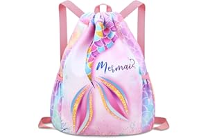 Luchike Drawstring Backpack for Kids - Girls Dance Bag,Sport Gym Beach Swim Travel Daypack