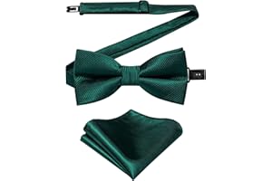 DiBanGu Boys Pre-tied Bow Tie,Silk Adjustable Bowtie and Pocket Square for Age 8-14 Kids Bowtie Wedding School Ceremony Party