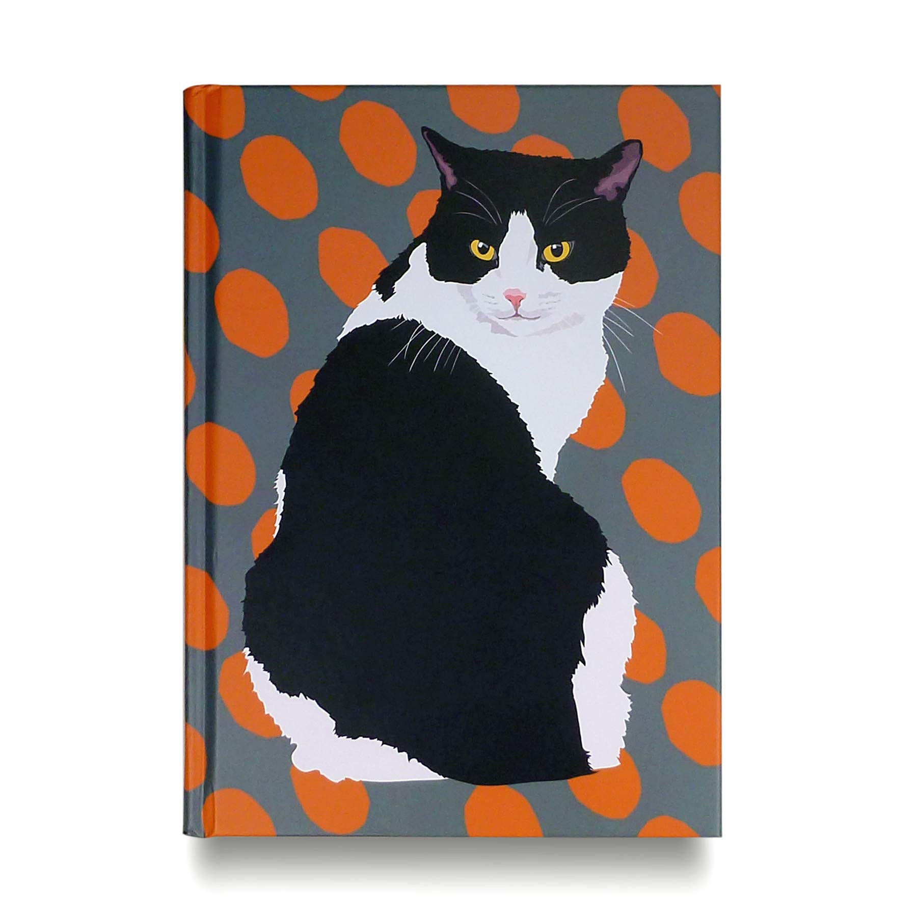 Black and White Cat Hardback Notebook – Premium 160 Page A5 Lined Ruled Travel Journal – Leslie Gerry