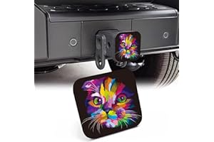 NITAHHHY 2" Trailer Hitch Cover,Colorful Cat Head in Dark Rubber Towing Hitch Tube Cover Hitch for Men Women, Sturdy Receivers Plug Accessories for Pickups Trucks Cars