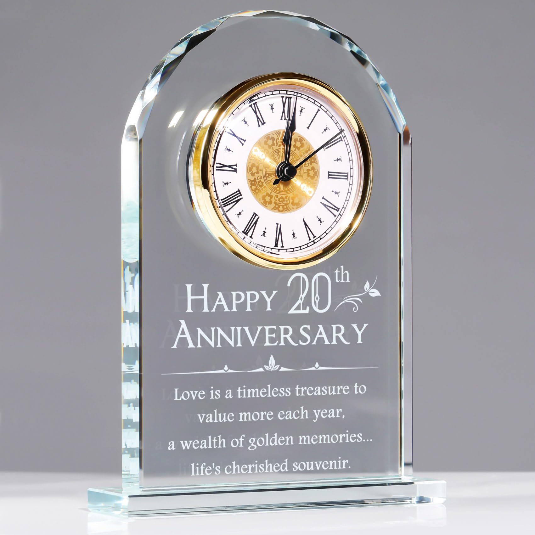 Photo 1 of YWHL 20th Anniversary Quartz Clock Gifts for Him and Her, 20 Years Wedding Anniversary Keepsake Gifts for Couple, Happy 20th Wedding Home Party Decoration (Battery not Included)