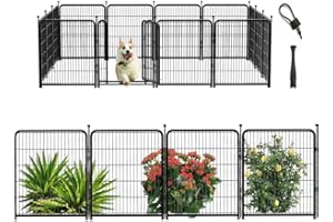 Getlay Dog Playpen 24 inch(H) 16 Panels Dog Fence Outdoor for Yard. Metal Dog Pen Heavy Duty Pet Puppy Exercise Pen for Rv Camping Garden Yard, Wide Door Low Threshold Dog Fence Total 31.4 Ft(L)