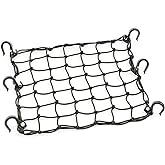 PowerTye 50152 Black 15inX15in Cargo Net featuring 6 Adjustable Hooks &amp; Tight 2inx2in Mesh