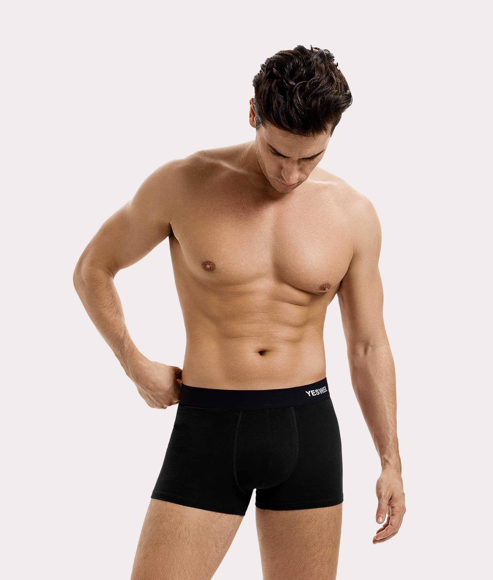 YESWEL Boxershorts Herren 10er Pack, Ohne Kratzenden Zettel Unterhosen Unterwäsche, Baumwolle Retroshorts für Männer (10x Schwarz, M) 2